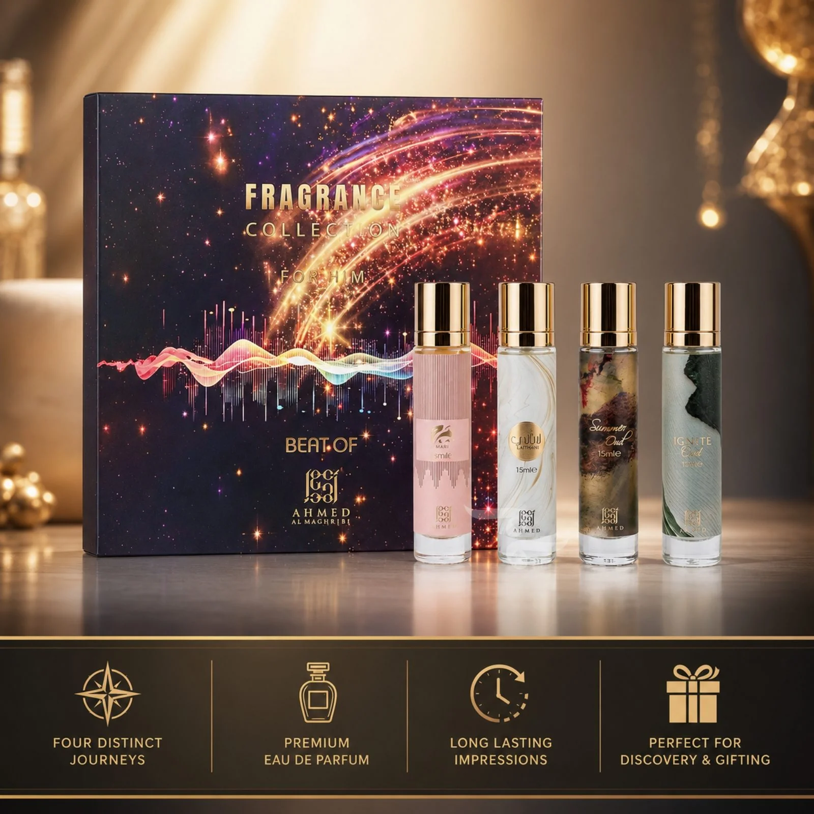 Best of Ahmed Fragrance Collection For Men Discovery Set By Ahmed Al Maghribi (4x 15ml perfumes) - Image 2